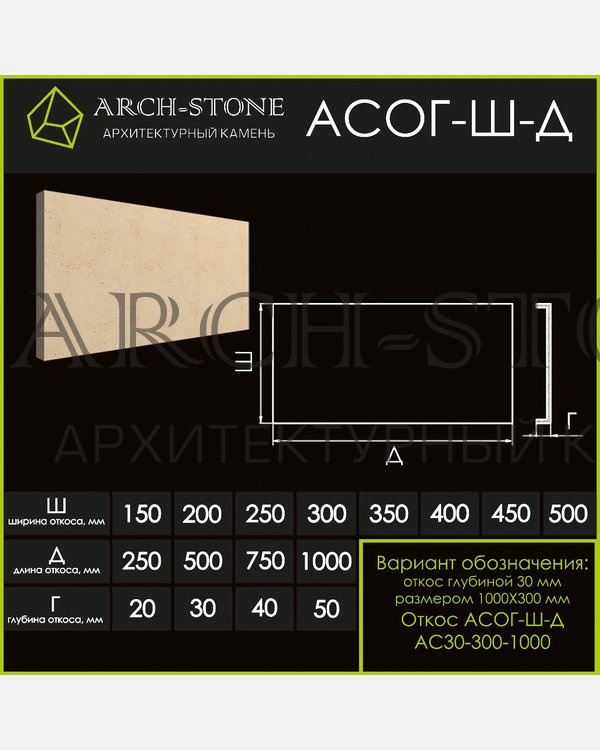 Откосная доска АС О20-200-1000